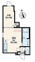 シグネチャープレイス 1階1DKの間取り