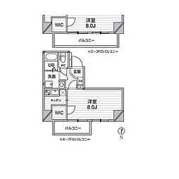 レピュア錦糸町 2階1Kの間取り