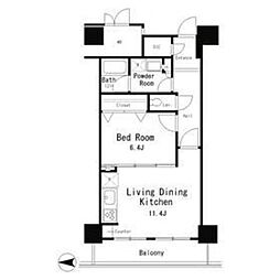 イーストコア曳舟一番館 1LDKの間取図画像