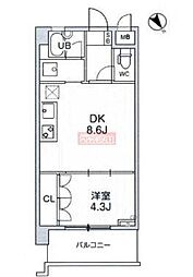 ウィルテラス押上 1LDKの間取図画像