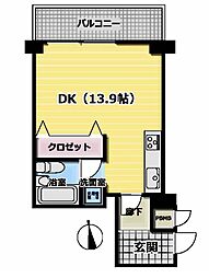 シーサイド・ヴィラ淡輪 1DKの間取図画像