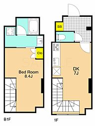 Fika大井町 1階1DKの間取り
