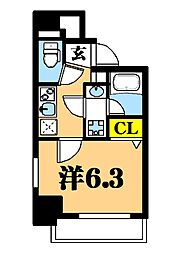 BluRock東品川 7階1Kの間取り