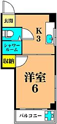 JR横須賀線 西大井駅 徒歩11分の賃貸マンション 1階1Kの間取り