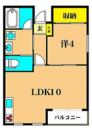 ユーズテラス 1LDKの間取図画像