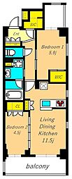 フレンシア目黒洗足 2LDKの間取図画像