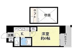 エステムコート難波WEST-SIDE大阪ドーム前 4階1Kの間取り