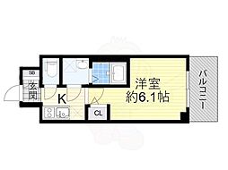 エスリード弁天町NORTH RESIDENCE 9階1Kの間取り