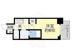 エスリード弁天町NORTH RESIDENCE 10階1Kの間取り