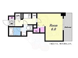 エスライズ大阪ドームレジデンス 7階1Kの間取り