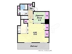 キングスクエアランドレックスC棟 18階2LDKの間取り