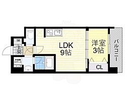 スプランディッド弁天町WEST 1LDKの間取図画像