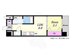 セオリー大阪ハーバーDOOR 7階1LDKの間取り