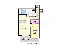 モクシオン大阪ベイ 3階1LDKの間取り