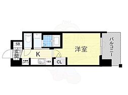 エステムコート難波WEST-SIDE7エクシーナ 11階1Kの間取り
