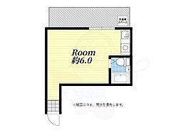 小塚ハイツ 6階ワンルームの間取り