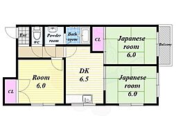 シティハイツ市岡 3DKの間取図画像