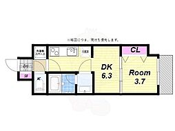 Alivis九条 1DKの間取図画像