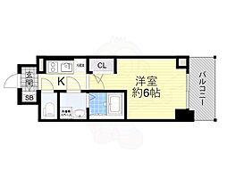 エスリード大阪LIVRE 1Kの間取図画像