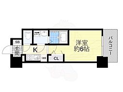 エスリード弁天町LUCENTE 1Kの間取図画像