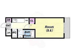 ボンジュール西九条 1Kの間取図画像