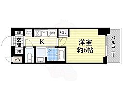 エステムコート難波ウエストサイド5アジュール 1Kの間取図画像
