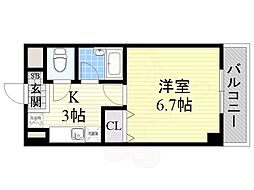 グラン・セピア天満屋 1Kの間取図画像