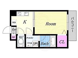 スプリング・ウエスト 1DKの間取図画像