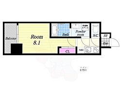 S-RESIDENCE阿波座WEST 1Kの間取図画像