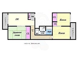 天保山第五コーポ1号棟 3DKの間取図画像