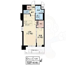 スプランディッド弁天町 1LDKの間取図画像