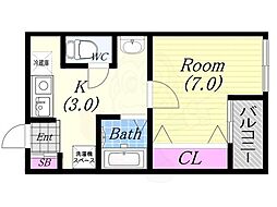 メゾン・ポルタ 1Kの間取図画像