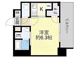エスリード阿波座レジデンス 1Kの間取図画像