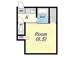 ボンジュールビル 1Kの間取図画像