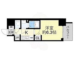 プレサンス大阪ドームシティワンダー 1Kの間取図画像