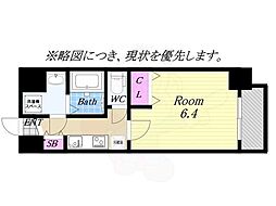 ジアコスモ九条シエル 1Kの間取図画像