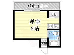 ボンジュール夕凪'89 ワンルームの間取図画像