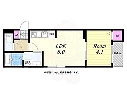 ハーモニーテラス伝法VI 1LDKの間取図画像