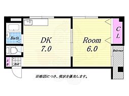 中野ビル 1DKの間取図画像