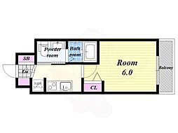 エグゼ大阪ドーム 1Kの間取図画像