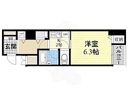 ベルシモンズ大阪港 1Kの間取図画像
