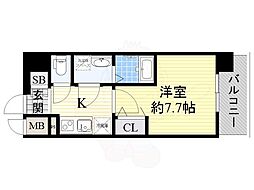 エスリード阿波座シティーウエスト 1Kの間取図画像