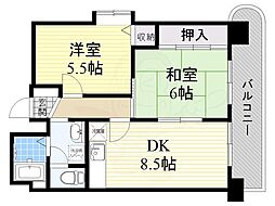 グレイスピア夕凪 2DKの間取図画像