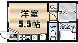 フローラルハウス ワンルームの間取図画像