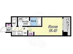 エスリード弁天町ポートヴィラ 1Kの間取図画像