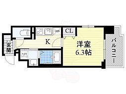 レジュールアッシュアーバンベイ 1Kの間取図画像
