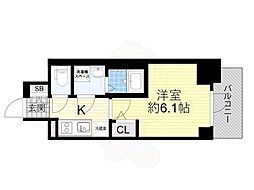 エスリード大阪リエート 1Kの間取図画像