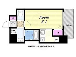 大阪市港区八幡屋2丁目マンション 1Kの間取図画像