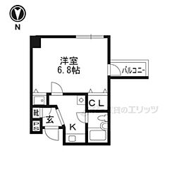 シティファースト四条西洞院 5階1Kの間取り