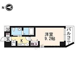 京都市営烏丸線 今出川駅 徒歩18分の賃貸マンション 9階1Kの間取り